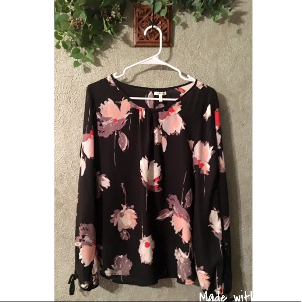 Black Floral Cold Shoulder Blouse